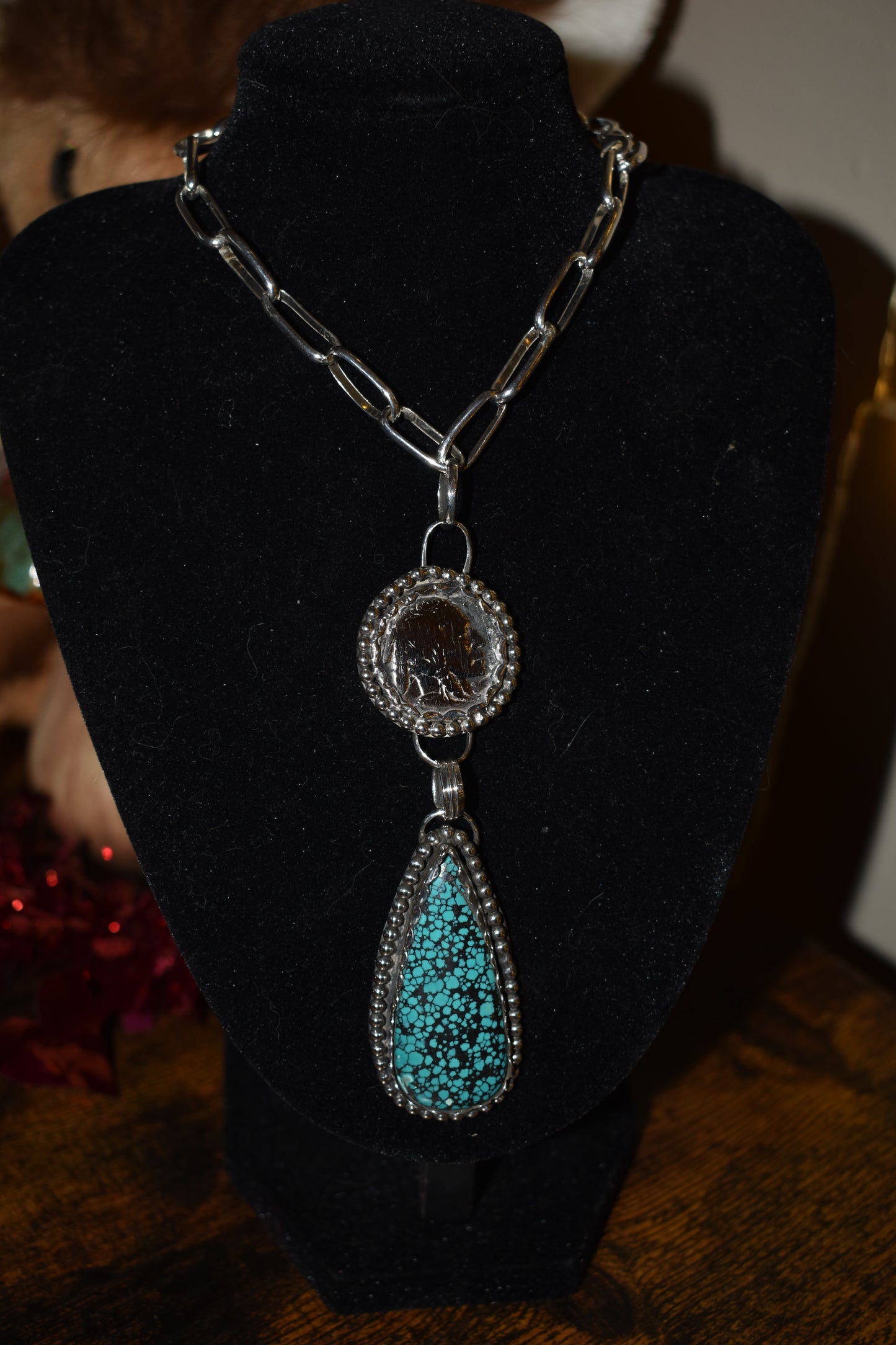 Sterling Silver Turquoise Pendant/ Necklace