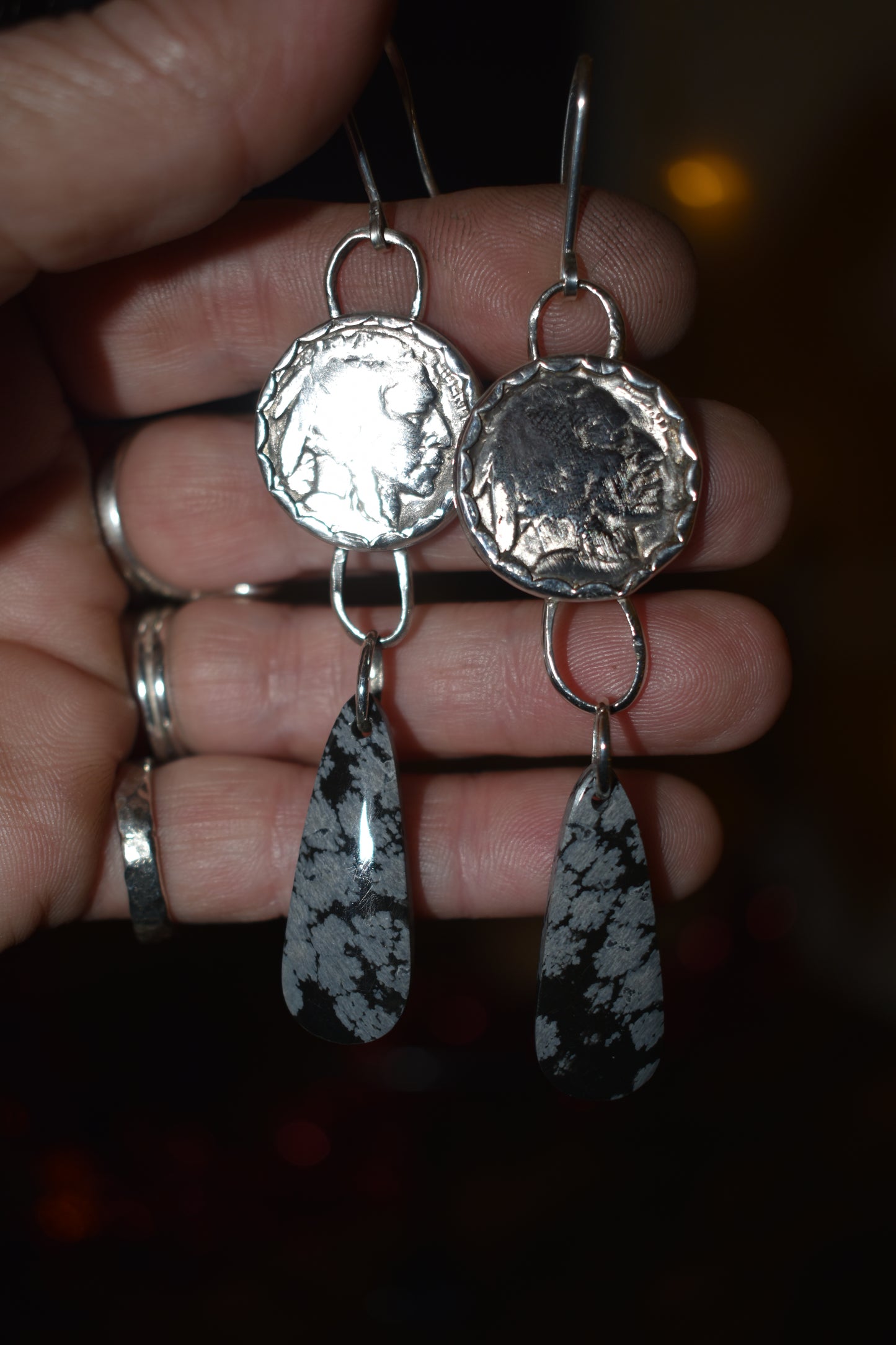 Sterling silver with buffalo nickel earrings