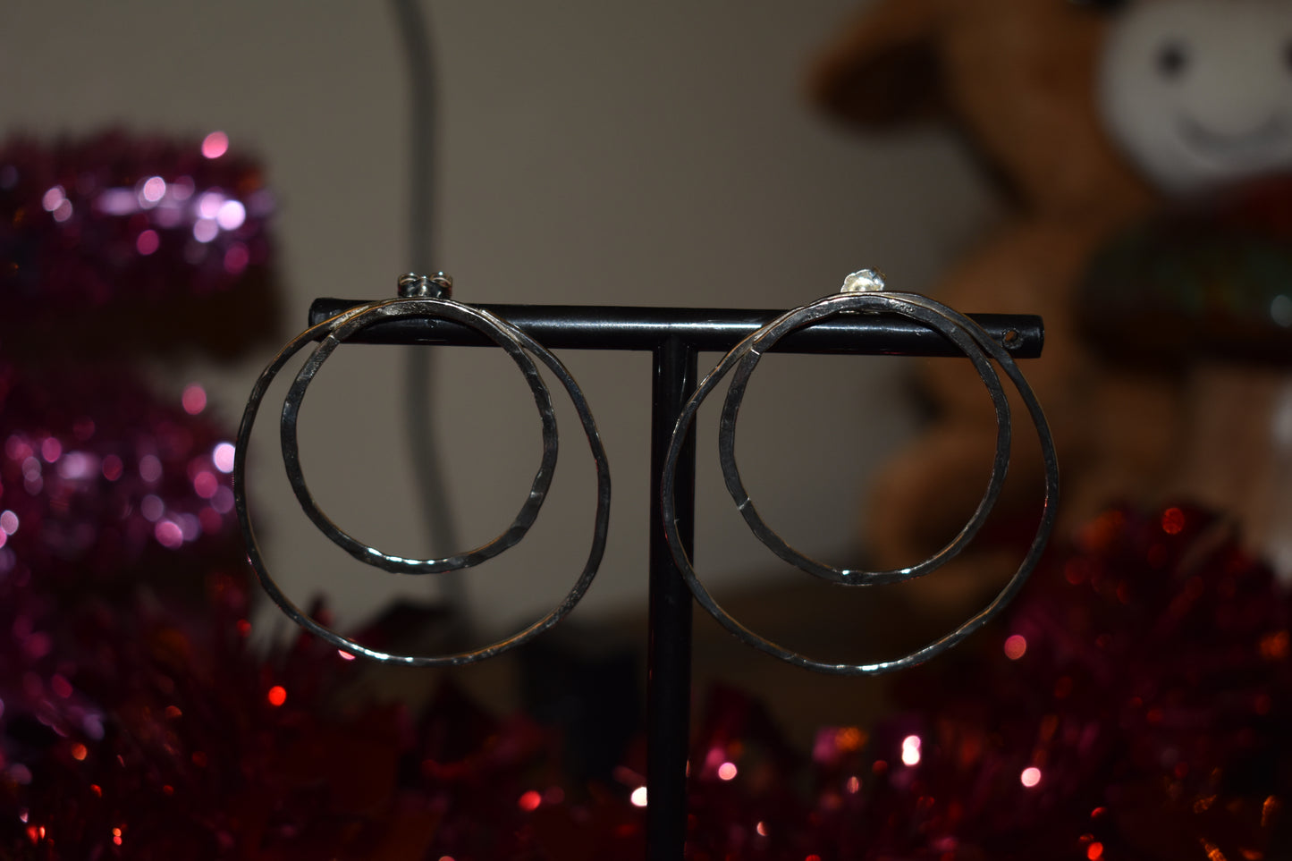 Sterling silver hoop stud back earrings