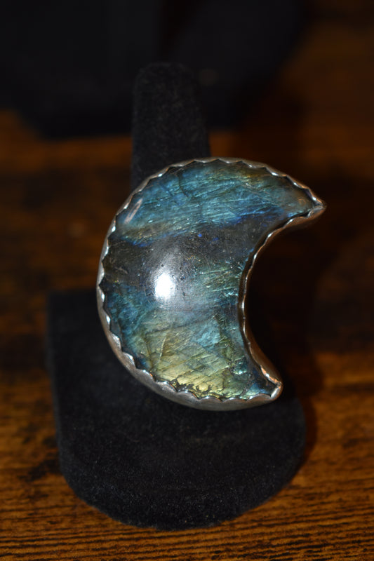 Labradorite Moon Ring