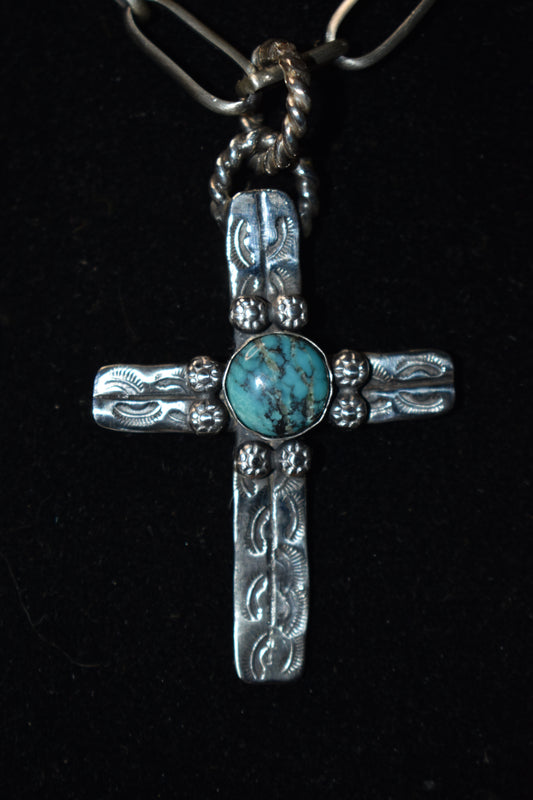 Sterling silver turquoise cross