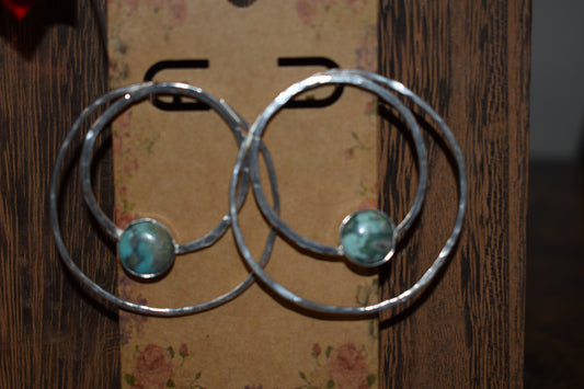 Sterling silver hoops with turquoise