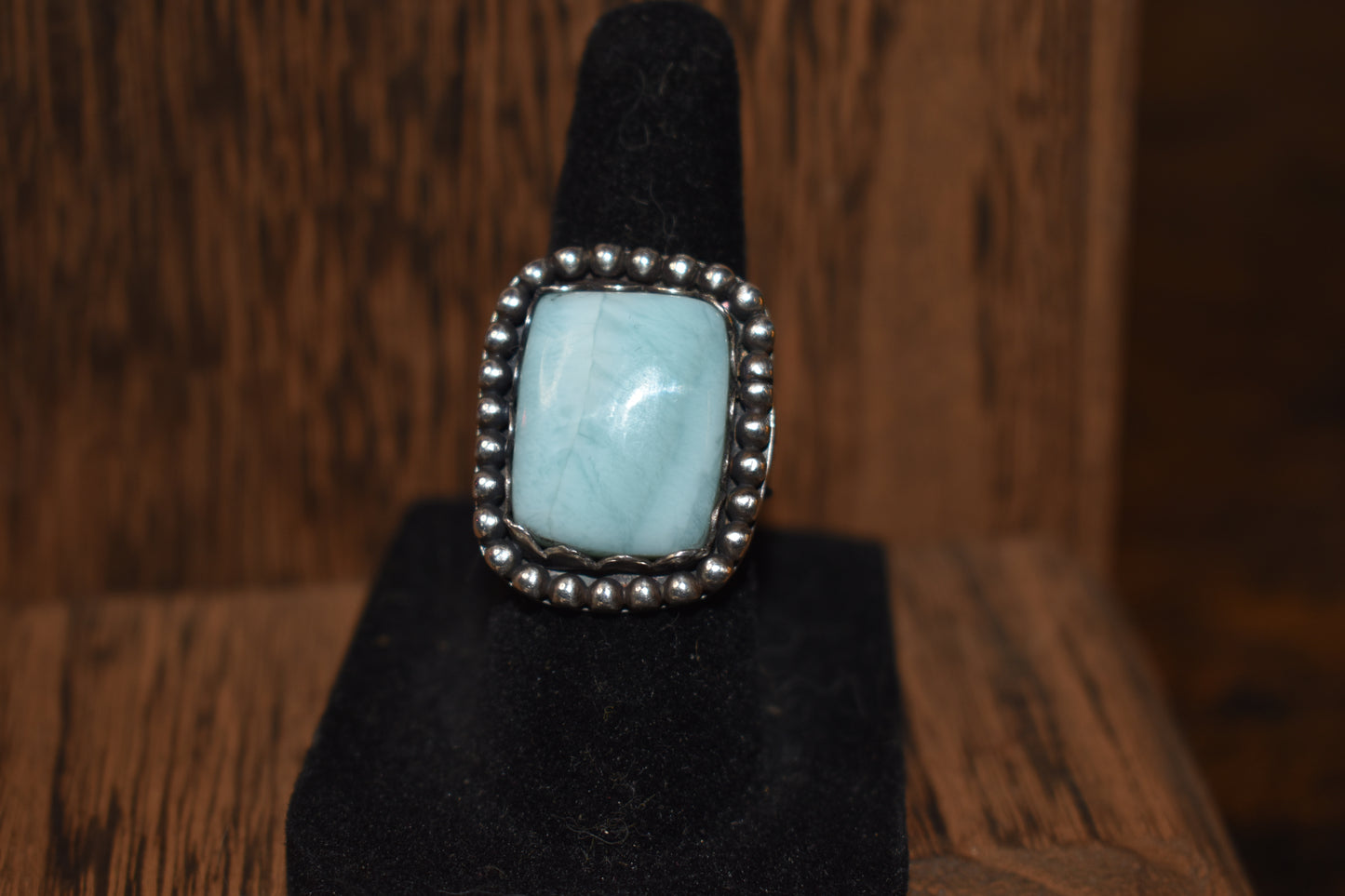 Sterling silver larimar ring