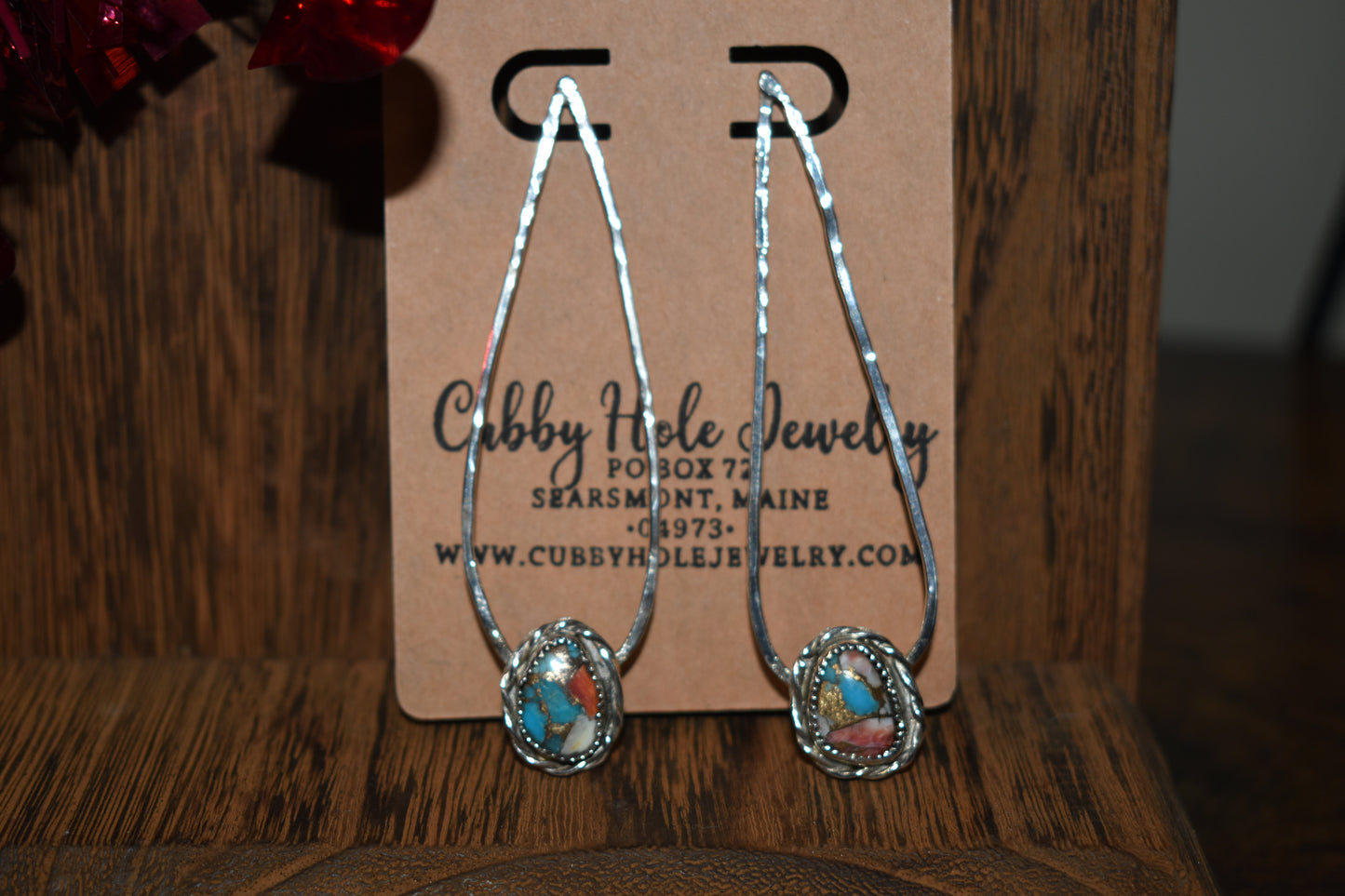 Sterling silver spiny oyster copper earrings