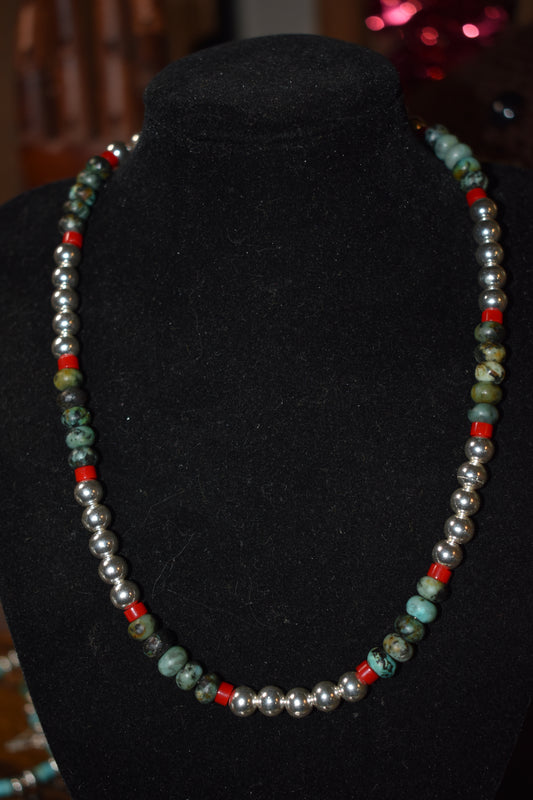 Sterling silver beaded necklace